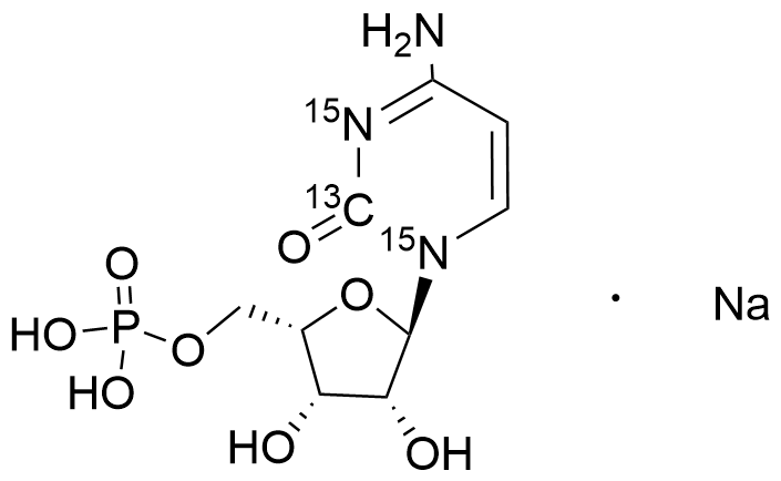 ((2S,3S,4R,5R)-5-(4-Amino-2-oxopyrimidin-1(2H)-yl-2-13C-1,3-15N2)-3,4-dihydroxytetrahydrofuran-2-yl)methyl dihydrogen phosphate, sodium salt