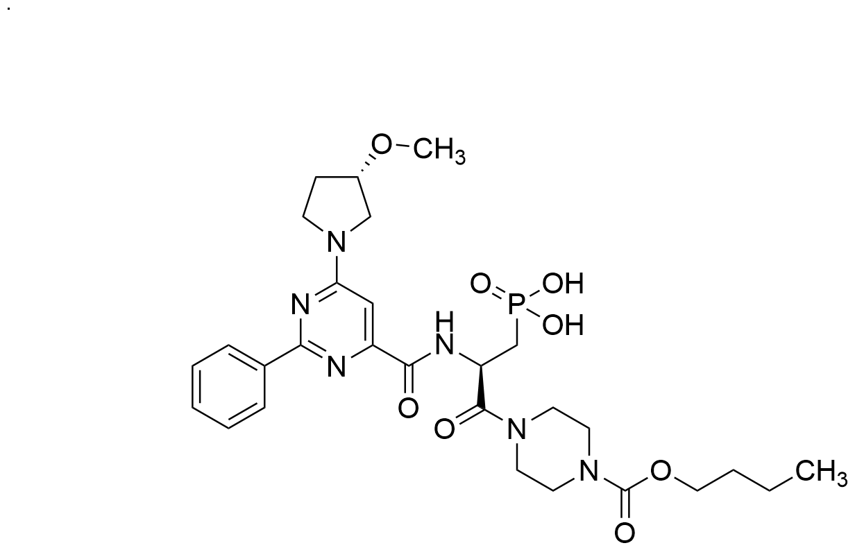 ((R)-3-(4-(butoxycarbonyl)piperazin-1-yl)-2-(6-((S)-3-methoxypyrrolidin-1-yl)-2-phenylpyrimidine-4-carboxamido)-3-oxopropyl)phosphonic acid