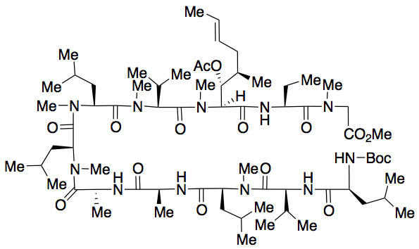 Des(N-Methyl-leucyl), N-tertButyloxycarbonyl-leucyl Cyclosporin A seco(MeGly-MeLeu) Methyl Ester